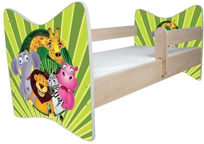 Raj posteli Detská posteľ  "  Zvieratka  "  DLX dub jasný