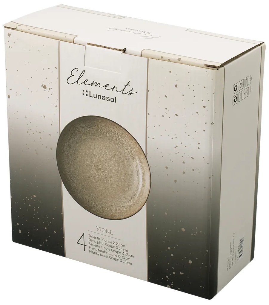 Tanier hlboký Coupe 23 cm set 4 ks – Elements Stone - 492561