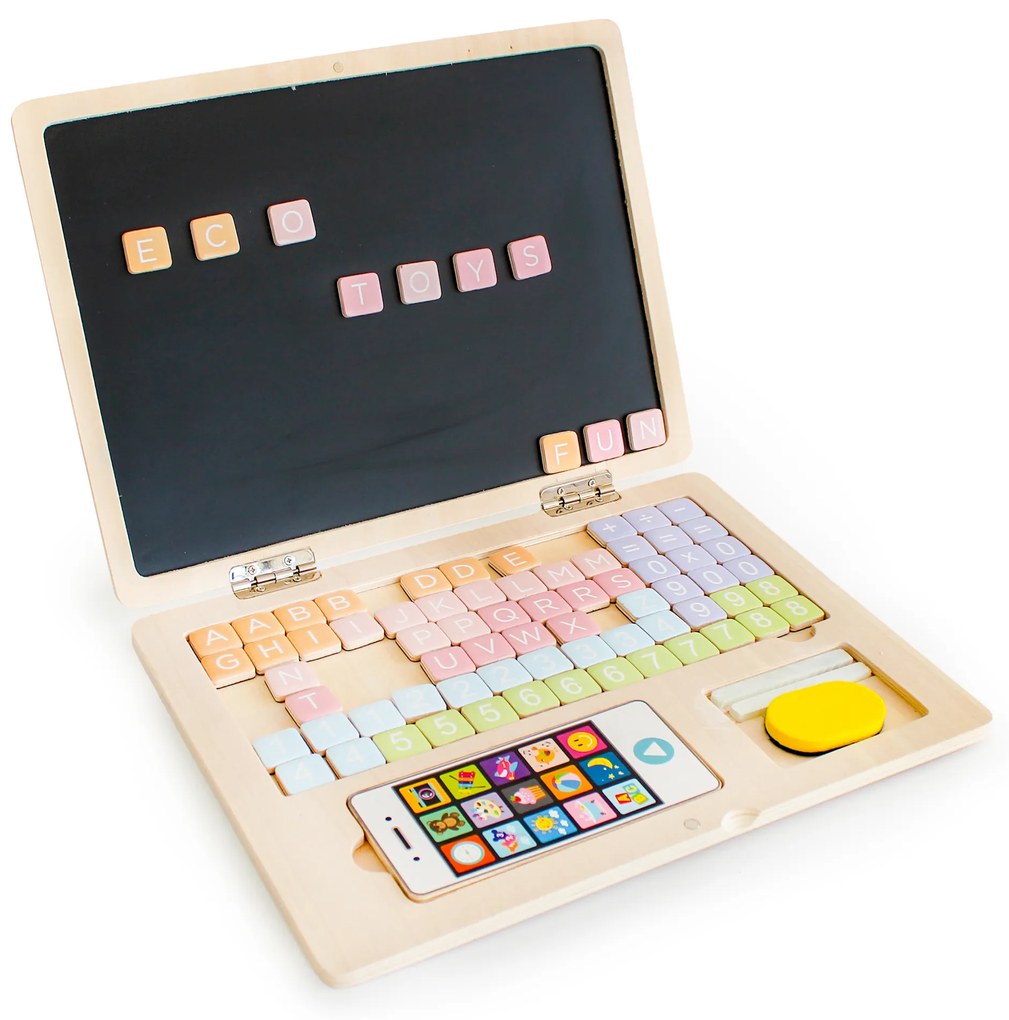 Drevený vzdelávací notebook, Ecotoys