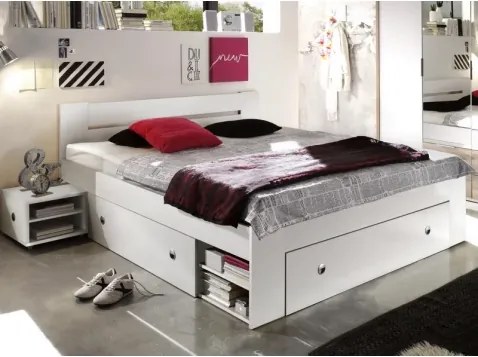 Posteľ s nočnými stolíkmi Stefan 140x200 cm, celobiela%