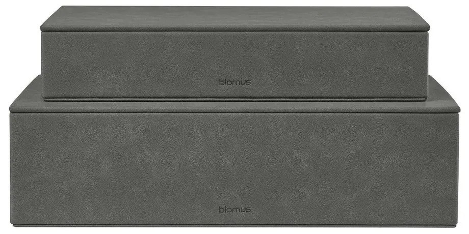 Antracitové úložné boxy v súprave 2 ks s vekom/dekoratívne z umelej kože 40x30x11 cm Sahla – Blomus