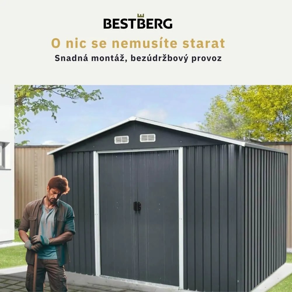 Záhradný domček BestBerg ZDB-7Z / 7,2 m² / 301 x 238 x 214 cm / zelený