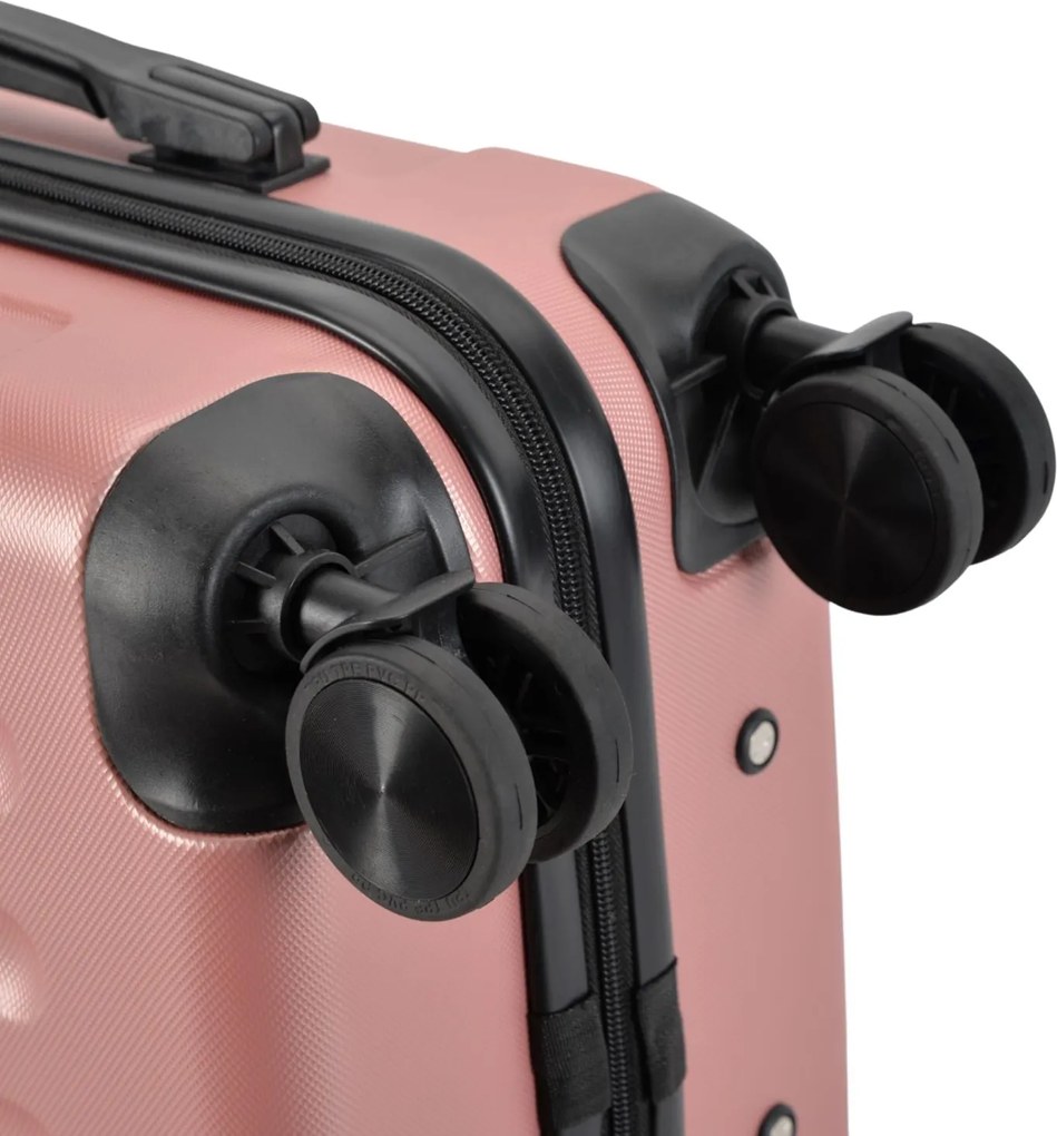 Stredný kufor so 4 kolieskami 65x44,5x27 cm, veľkosť M, farba Rose Gold