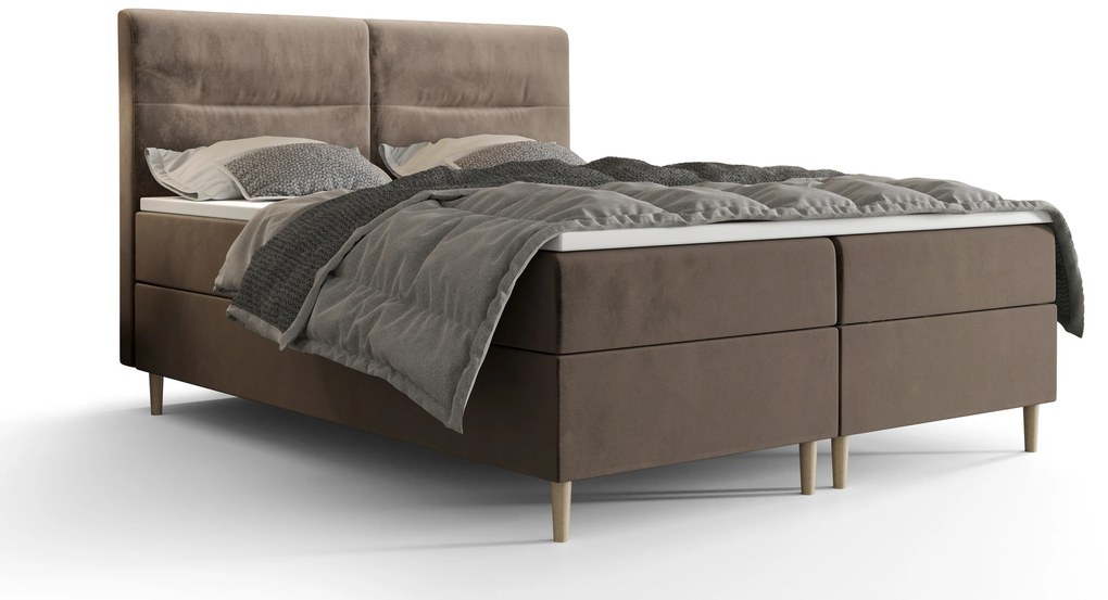 Manželská posteľ Boxspring 140 cm Saruta (hnedá) (s matracom a úložným priestorom). Akcia -21%. Vlastná spoľahlivá doprava až k Vám domov. 1047356