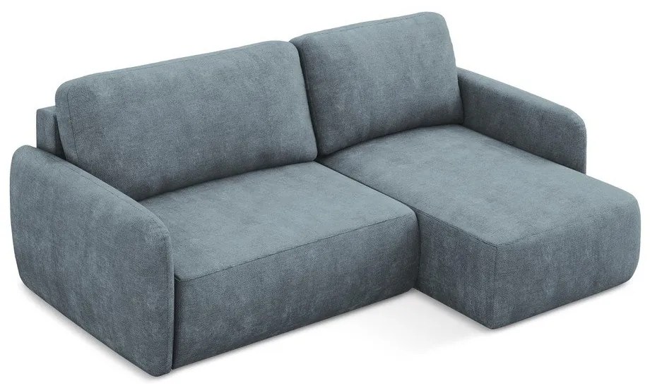 Sivomodrá ženilková rozkladacia/s úložným priestorom rohová pohovka (pravý roh/s leňoškou) Lilo – Makamii