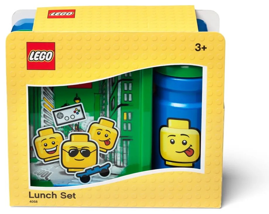 Set zeleno-modrého desiatového boxu a fľaše na pitie LEGO® Iconic