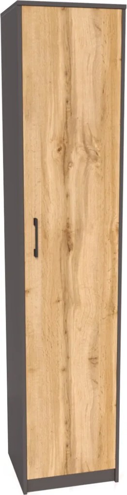 Úzka policová skriňa R008 grafit/dub Wotan