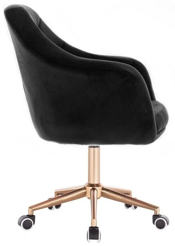 LuxuryForm DESIGN Kreslo ANDORA VELUR na zlaté podstave s kolieskami - čierne