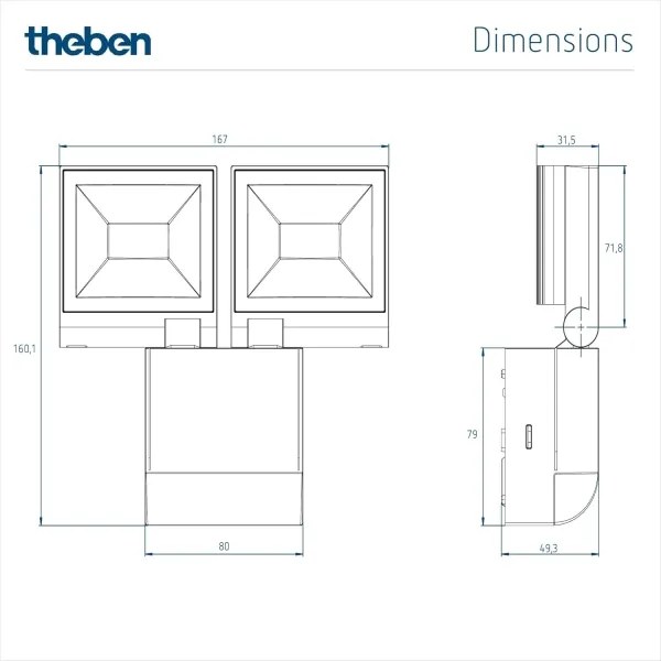 theben - LED Nástenný reflektor 2xLED/10W/230V biela IP55