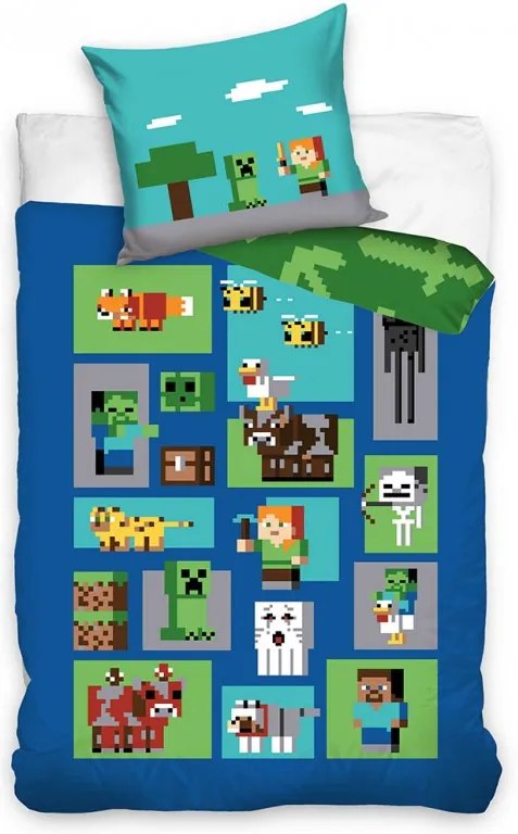 TipTrade Bavlnené obliečky 140x200 + 70x90 cm - Minecraft Figure