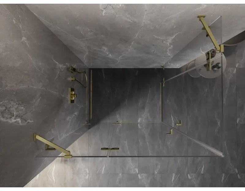 Mexen Lunar Duo, výklopný sprchový kút 105 x 95 cm, 8mm číre sklo, zlatý matný profil, 834-105L-095P-55-00