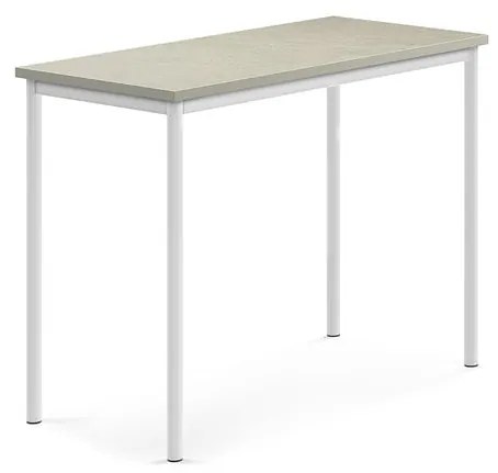 Stôl SONITUS, 1200x600x900 mm, linoleum - svetlošedá, biela