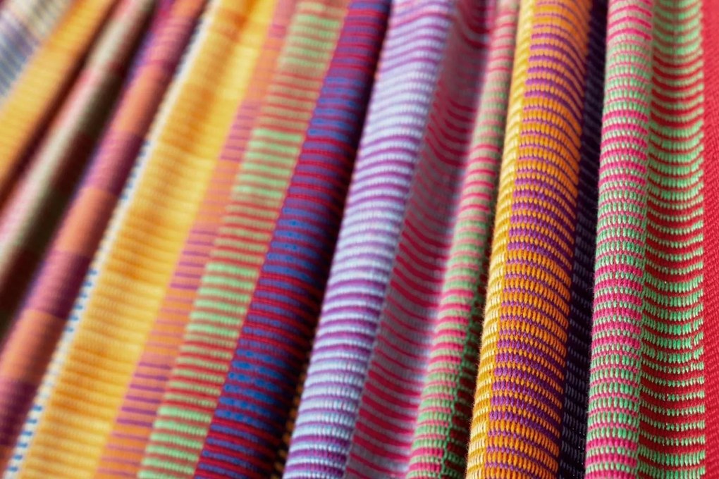 La Siesta FLORA DOUBLE STRIPES -  pevná hojdacia sieť s ručne pletenými popruhmi, 100 % organická bavlna