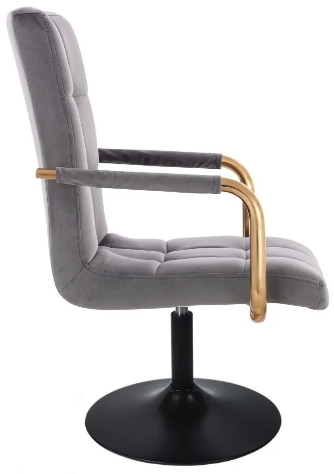 LuxuryForm DESIGN Stolička VERONA GOLD VELUR na čiernom tanieri - tmavo šedá