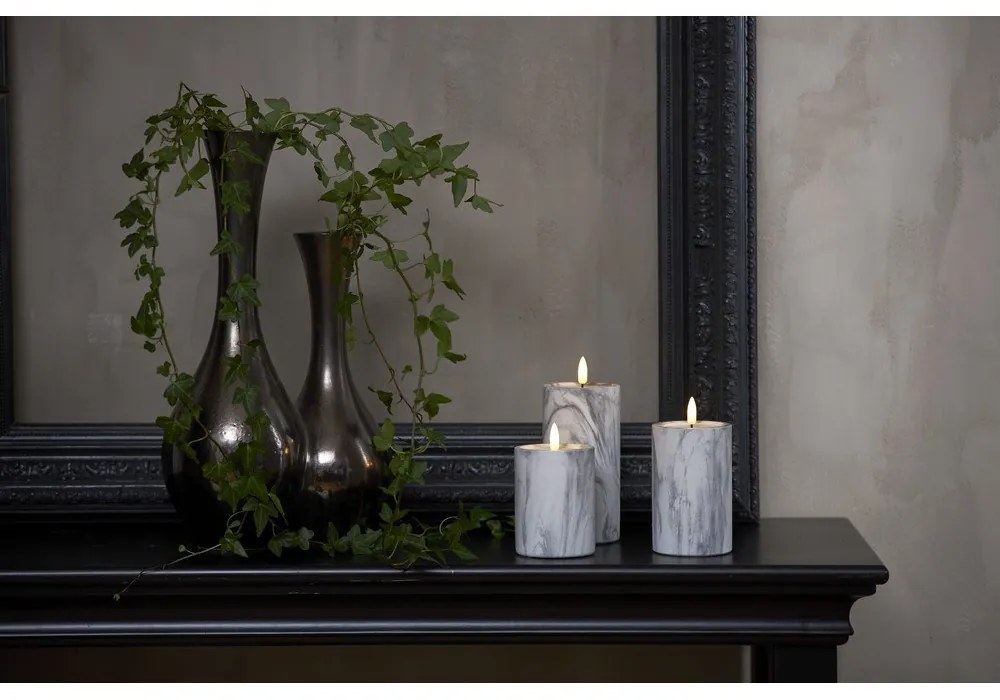 Sivo-biela betónová LED sviečka Star Trading Flamme Marble, výška 15 cm