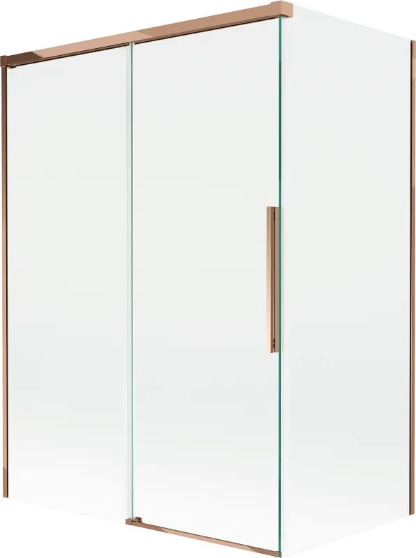 Mexen Rox, 2-krídlová posuvná vaňová zástena 120 + 70 x 150 cm, 8mm číre sklo, ružové zlato profil, 8C9-120-070-60-00