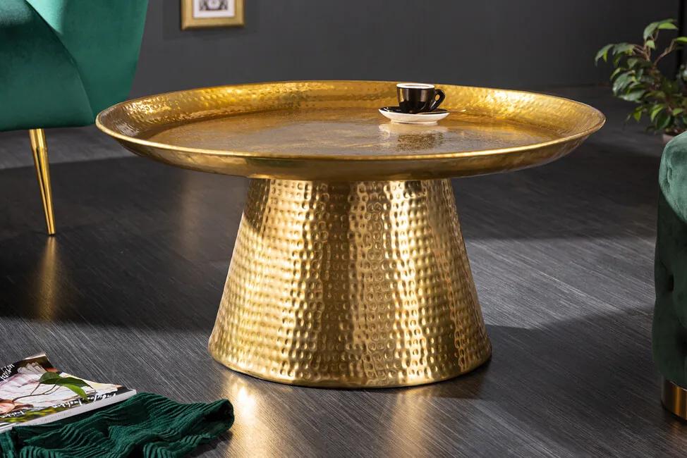 Ručne vyrobený konferenčný stolík Orient zlatý 65cm
