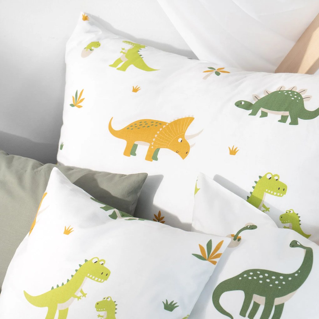Goldea detská bavlnená obliečka na vankúš - dinosaurie dobrodružstvo 50 x 60 cm