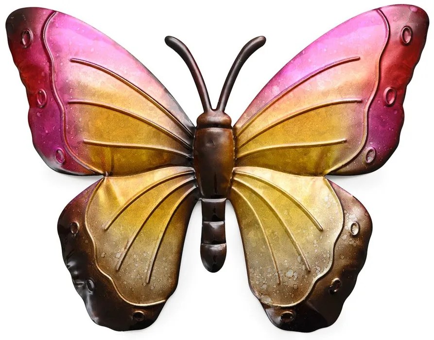 Nástenná kovová dekorácia motýľ BUTTERFLY 40 cm - viac farieb Farba: Fialová