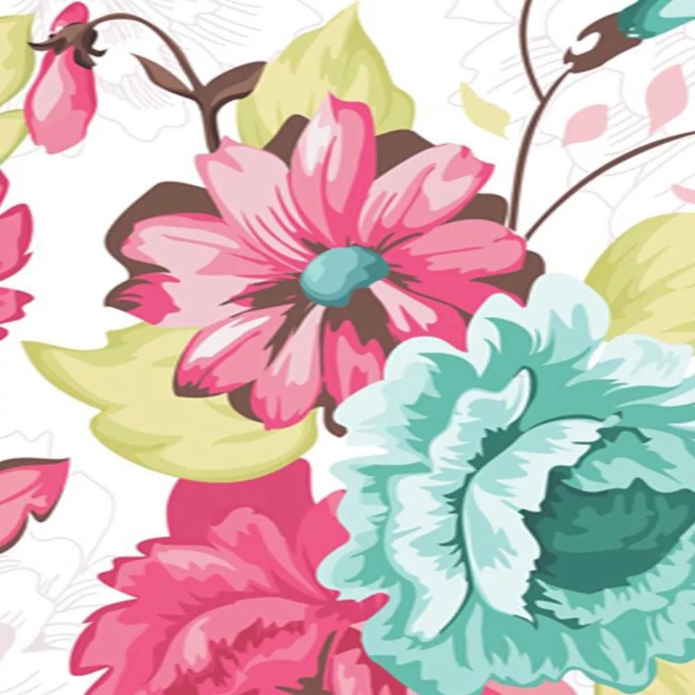 Ozdobný paraván Květiny Barva - 180x170 cm, päťdielny, obojstranný paraván 360°