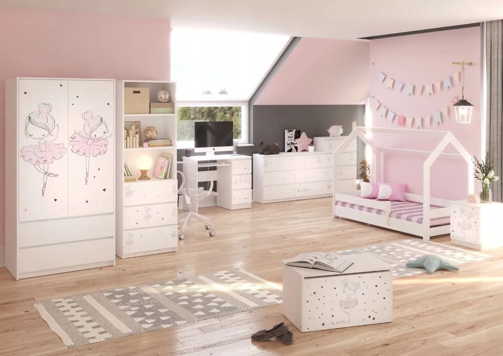 Detská domčeková posteľ so šuplíkom LITTLE HOUSE - biela - 180x80 cm