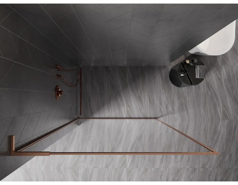 Mexen, Mexen Kioto-XF L sprchová stena s rámom 120 x 202 cm, priehľadná 10 mm, brúsená meď - 800-120-174-65-00-XF
