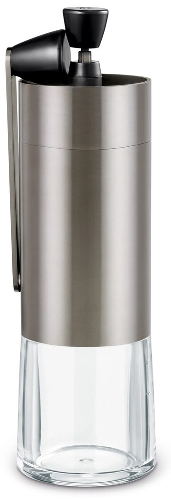 Ručný mlynček na kávu, strieborný