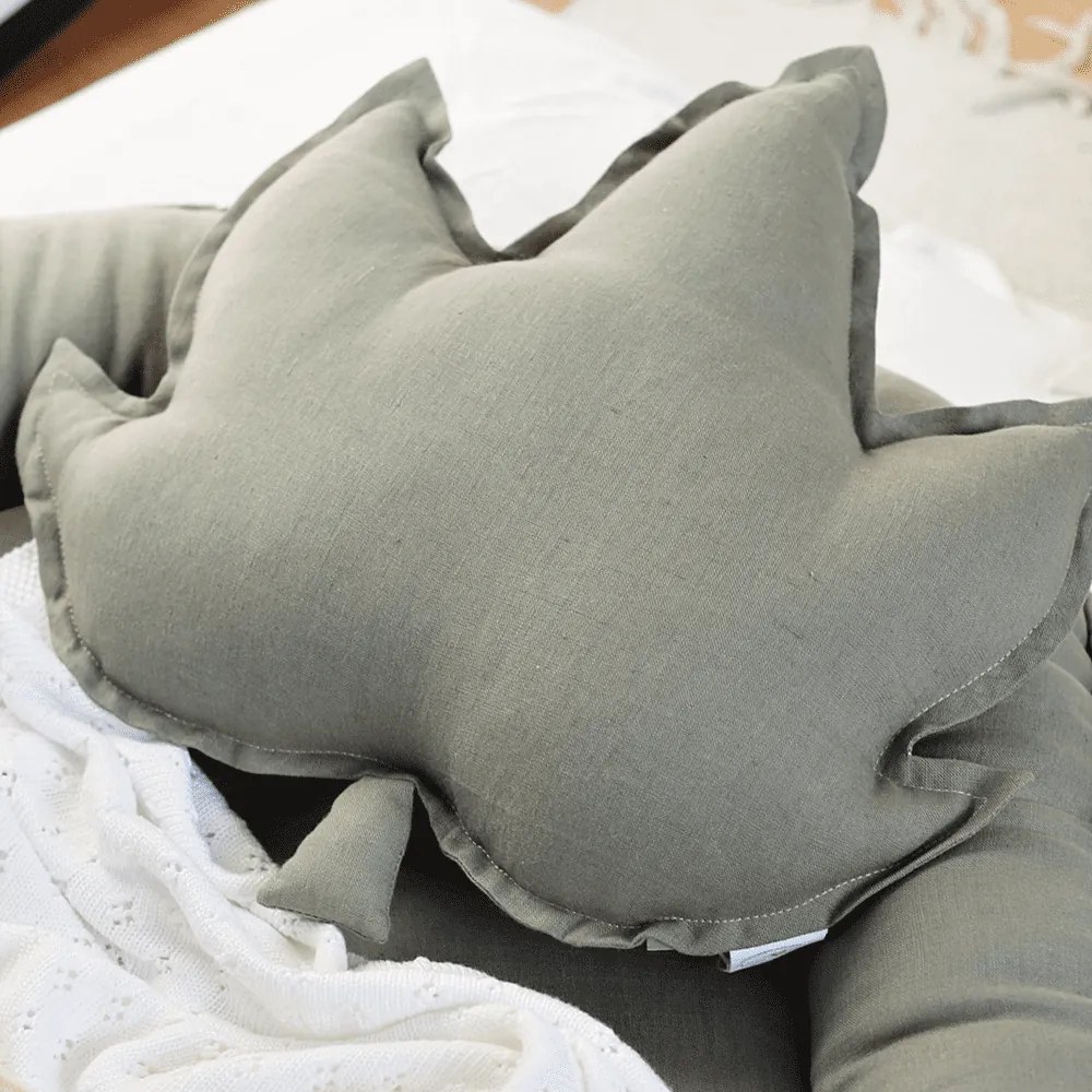 Ľanový vankúš javorový list olivová 43x43 cm