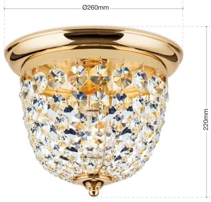 Orion DLU 1840/26-Krištáľové str. svietidlo PLAFOND 1xE27/40W/230V pr.26 cm zlatá