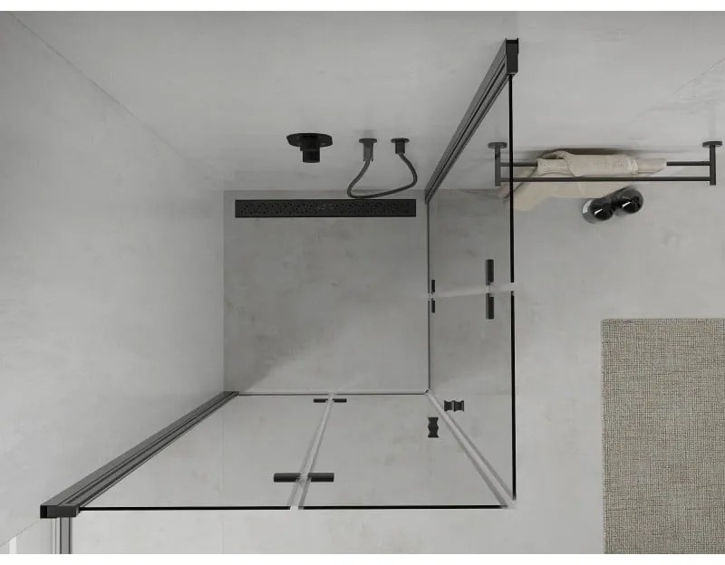 Mexen Lima Duo sprchovací kút 70 x 70 cm, číre sklo-čierny profil, 856-070-070-50-00-02