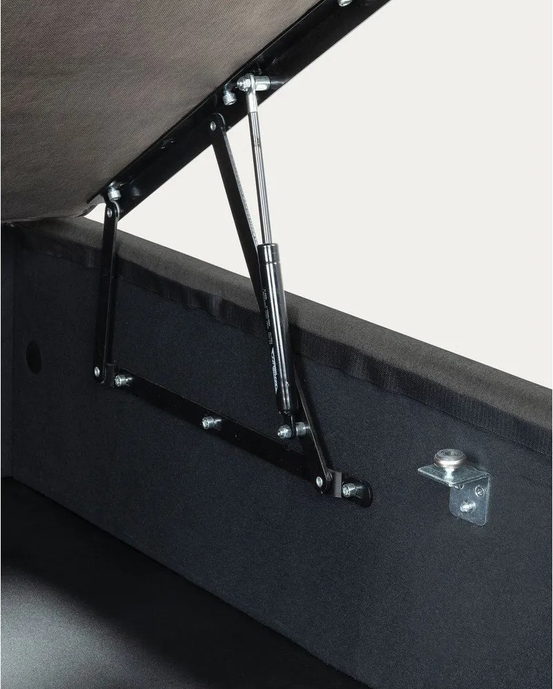 Čierna čalúnená jednolôžková posteľ s úložným priestorom 90x190 cm Matters – Kave Home