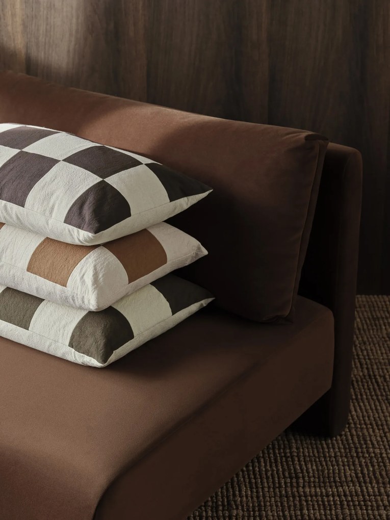 Ferm Living Bavlnený poťah na vankúš Fold Patchwork Dark Olive/Undyed 60 x 40 cm