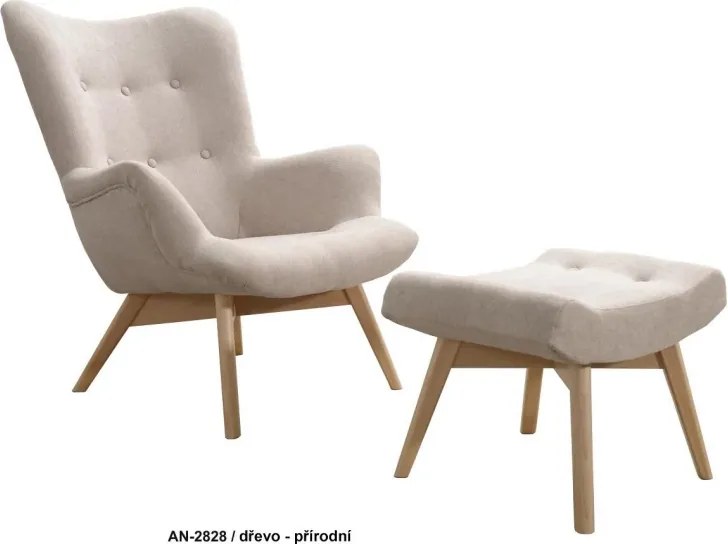 Kreslo Picolo s podnožkou, modrá / prírodná (amore AN 3339)