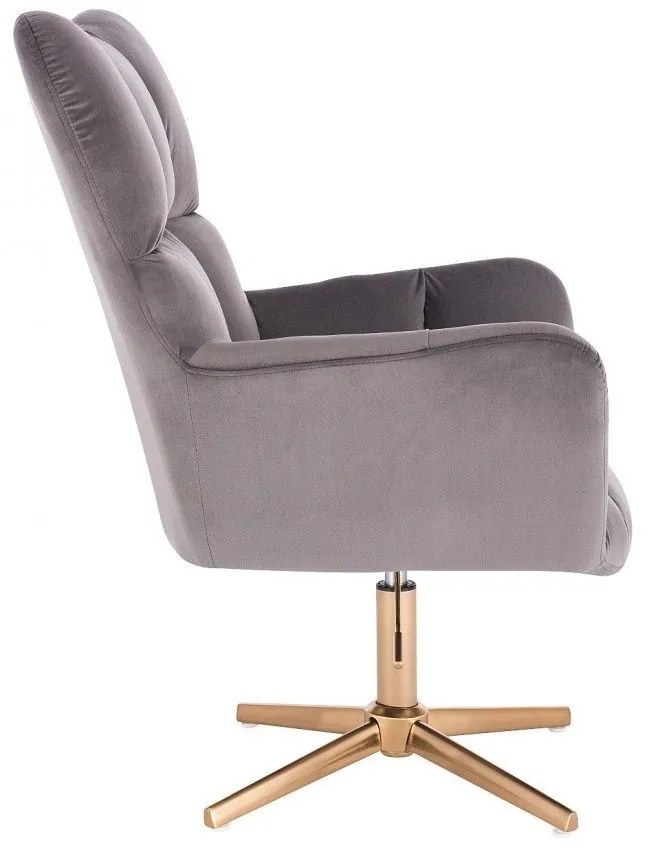 LuxuryForm DESIGN Kreslo AURORA VELUR na zlatom kríži - tmavo šedé