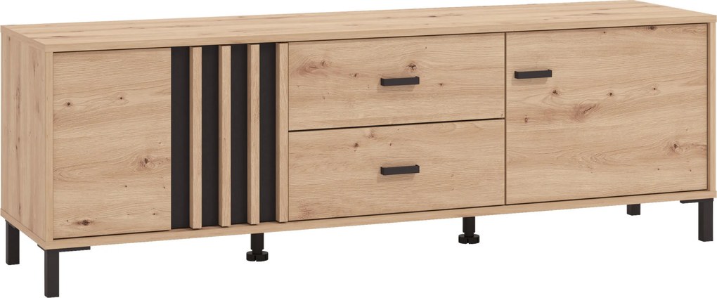 XXXLutz SKRINKA POD TV, čierna, dub artisan, 157/52/40 cm Hom`in - Komody - 000834014401