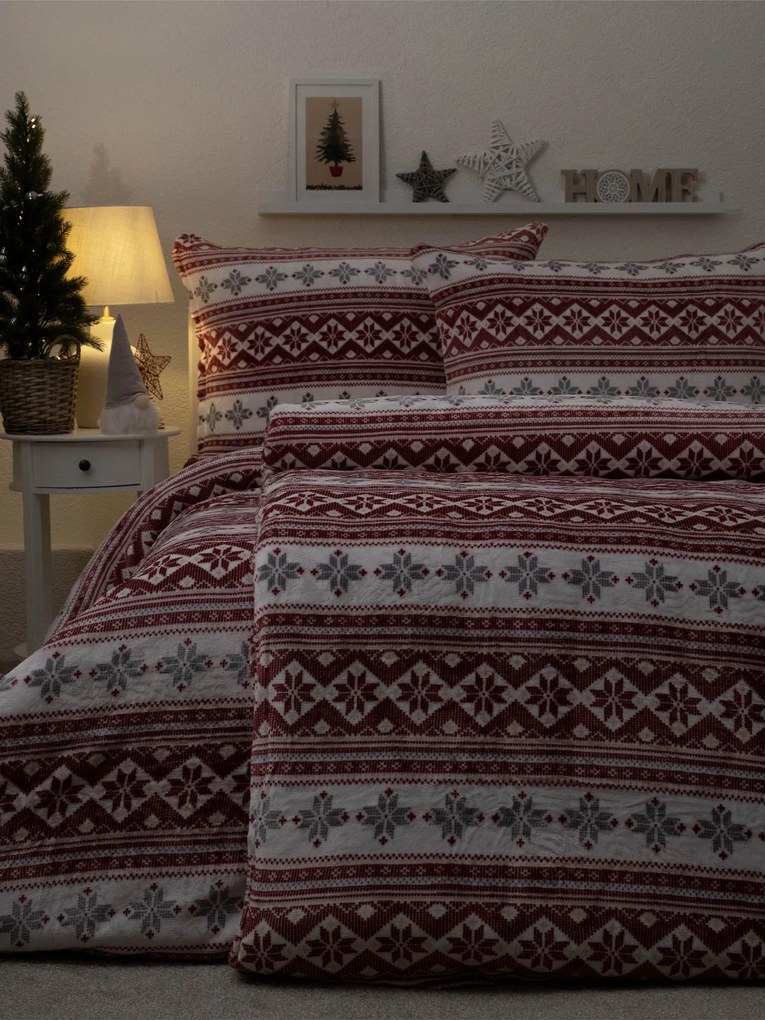 Predĺžené obliečky mikroplyš Exclusive – Winter červené