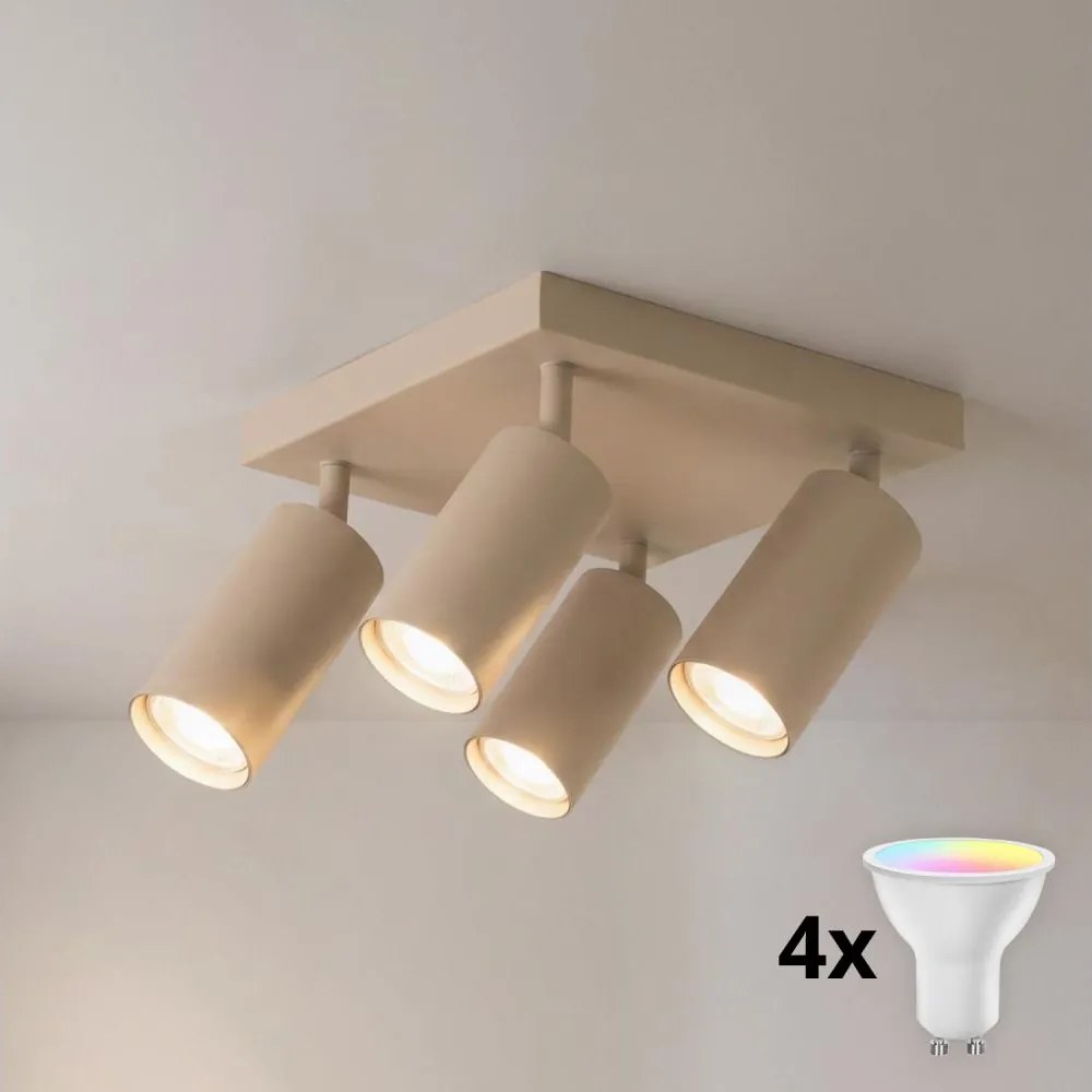 BRILAGI - LED RGBW stmievateľné bodové svietidlo SELE SQUARE 4xGU10/6,5W/230V béžové