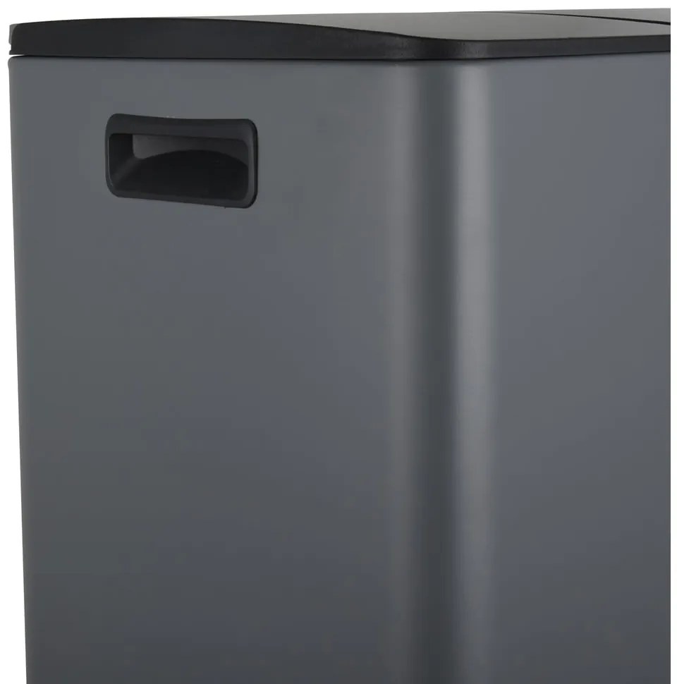 Tmavosivý oceľový odpadkový kôš 2x30 l na triedený odpad/nášľapný Aliya – Spirella