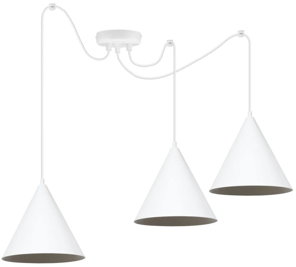 Závesné svietidlo Soho Spider, 3x biele kovové tienidlo, (fi 25cm)