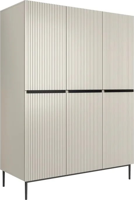 Skriňa Nicole 150 cm na nožičkách - kašmírová / čierna