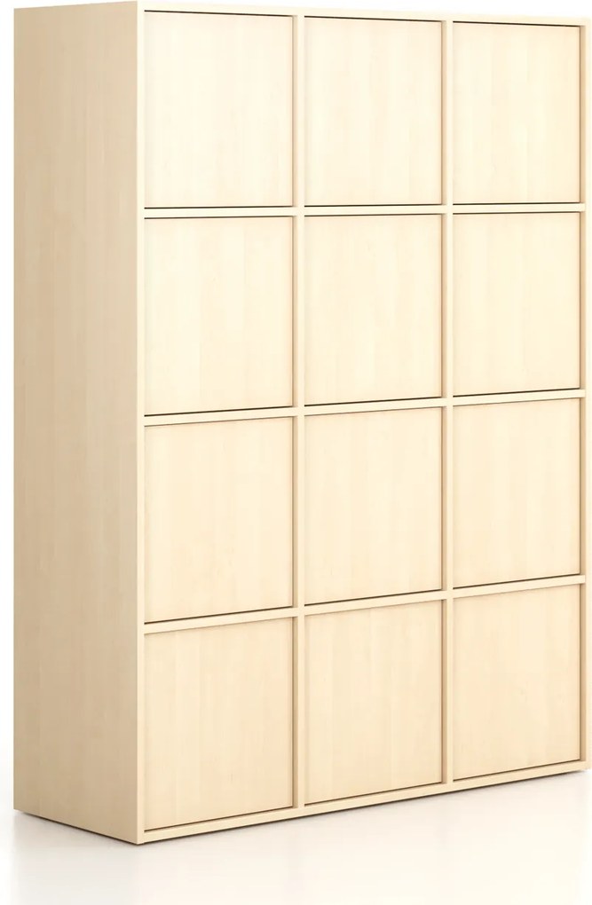 Kancelárska skriňa FRAME, 12x dvere, 1299 x 450 x 1735 mm, PUSH-lock, breza