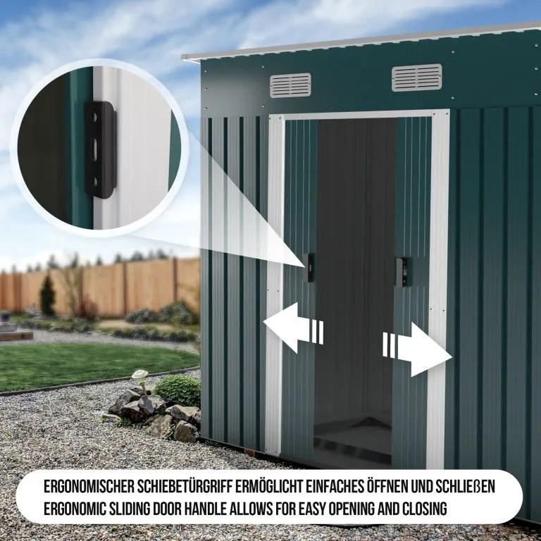 Jago Záhradný domček na náradie, zelený, 190 x 121 x 180 cm