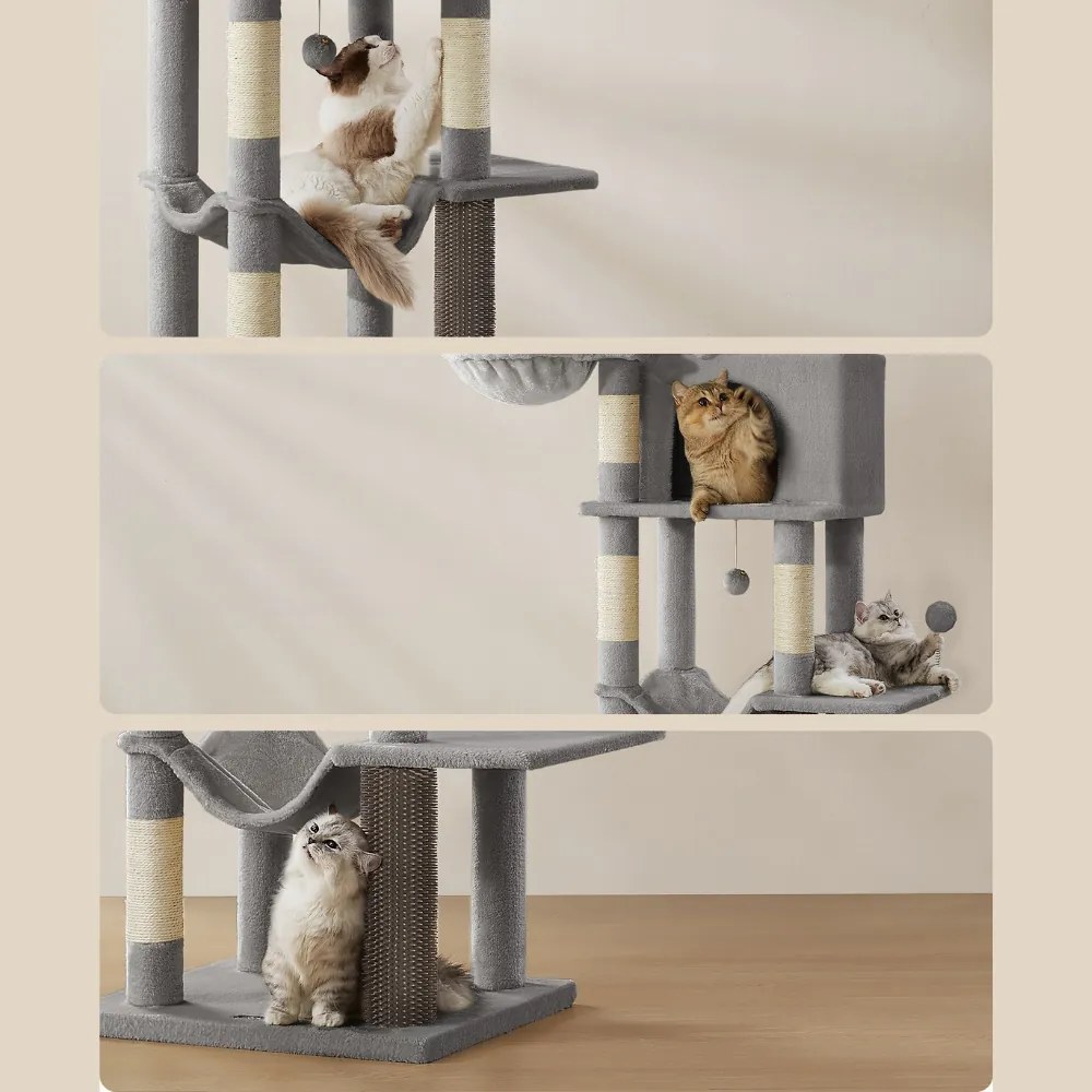 Feandrea Mačací strom TRISTAN, 57x45x175cm, šedá