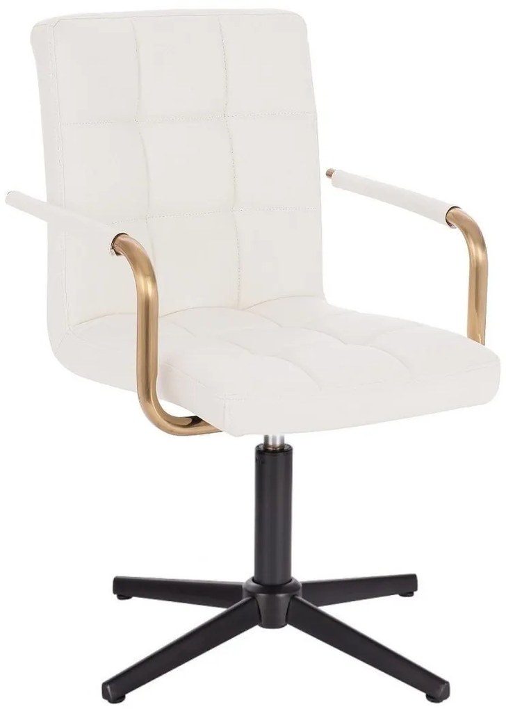 LuxuryForm DESIGN Stolička VERONA GOLD na čiernom kríži - biela