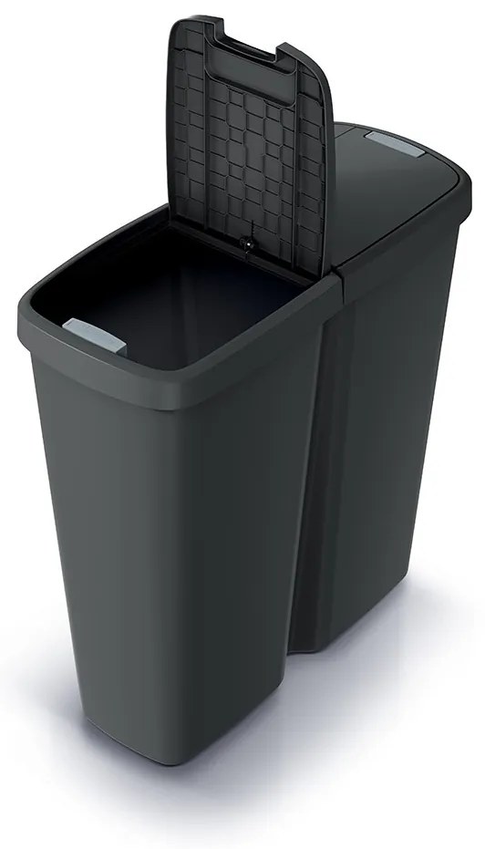 Odpadkový kôš DUO čierny, 50 l, čierna