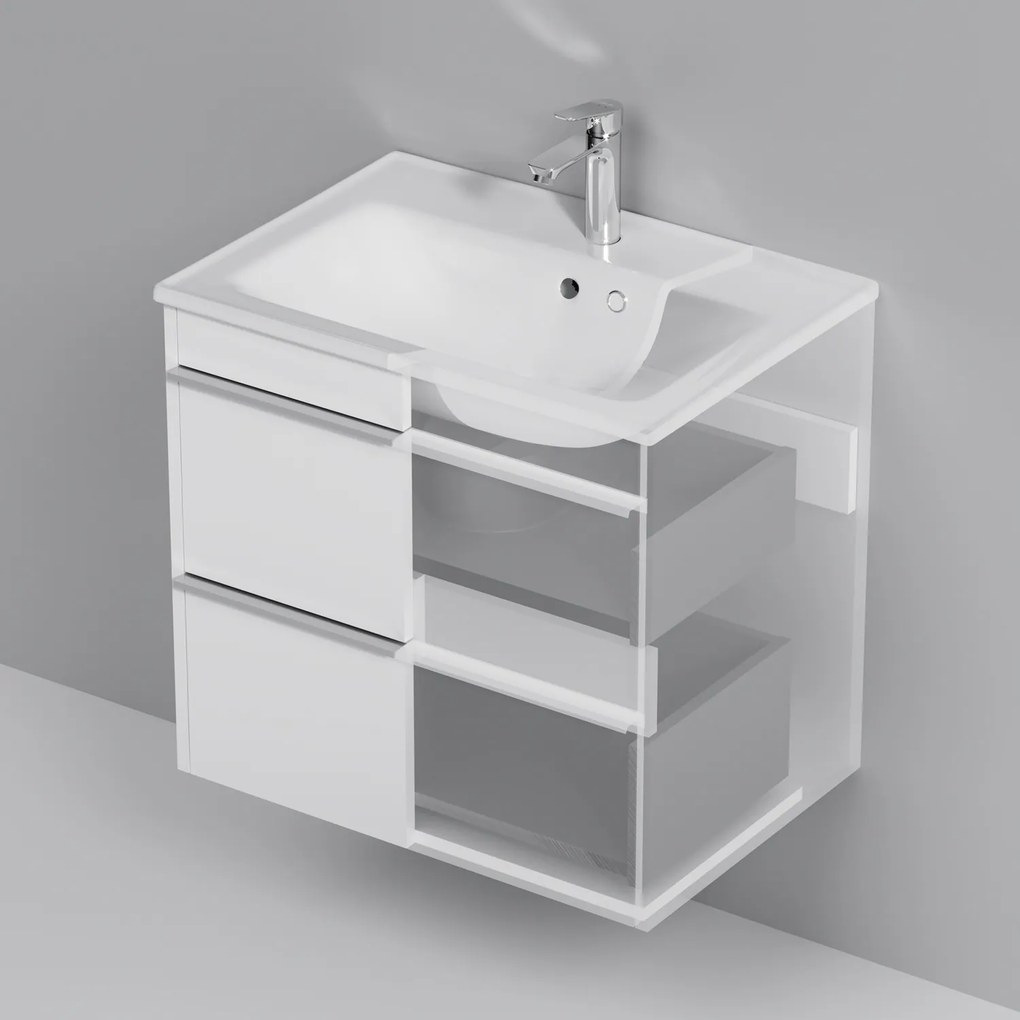 Skrinka s umývadlom 65 AM.PM Hit MTAFHX0652WG závesná, 2 zásuvky, lesklá biela