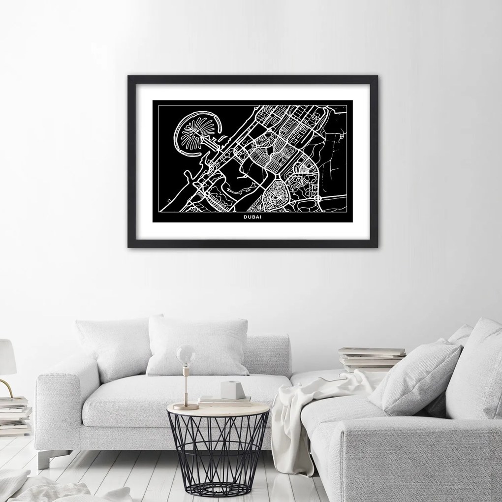 Gario Plagát City plan Dubai Farba rámu: Bez rámu, Rozmery: 45 x 30 cm