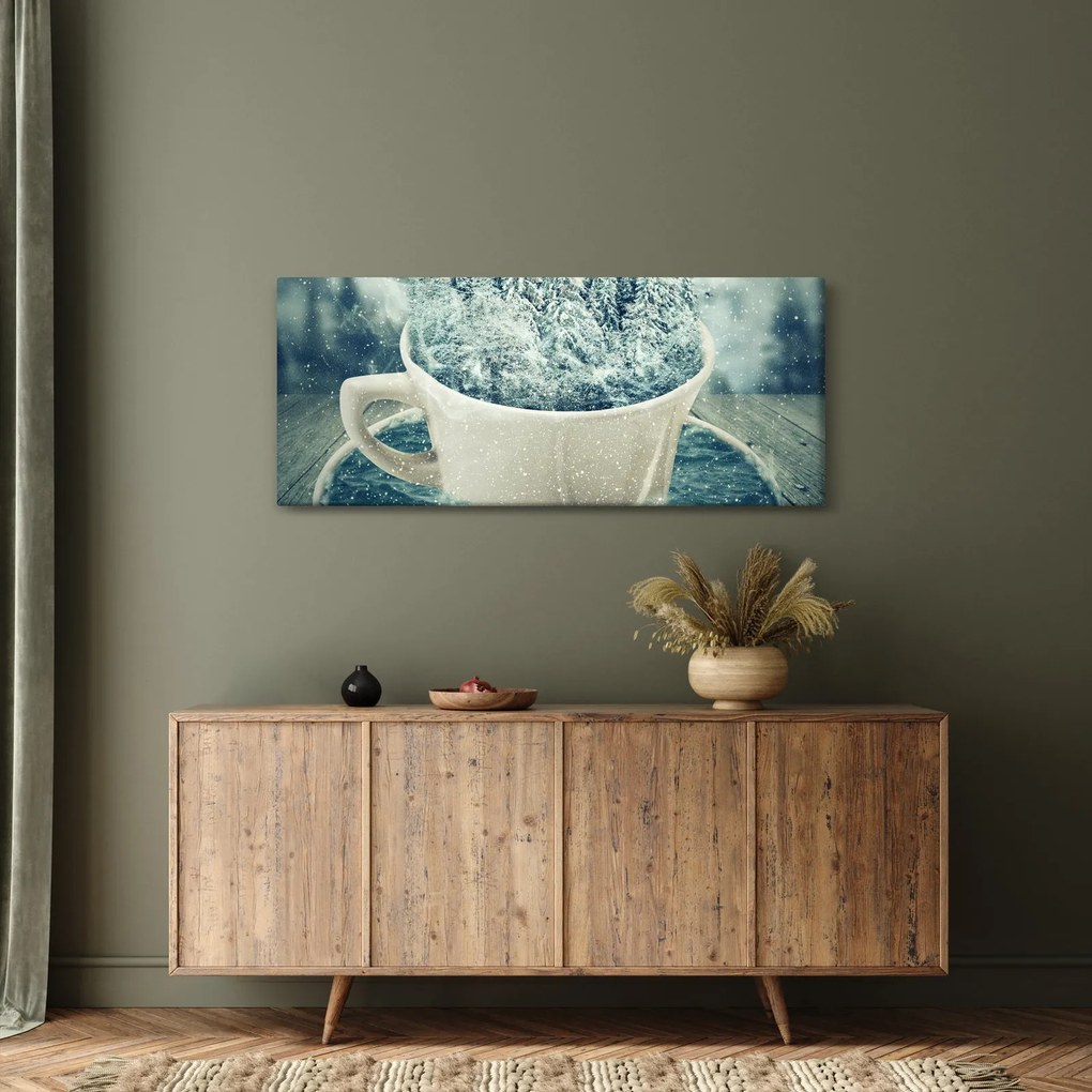 Obraz - Zimný svet v hrnčeku (120x50 cm)