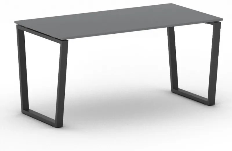 Kancelársky stôl PRIMO IMPRESS, čierna podnož, 1600 x 800 mm, grafitová