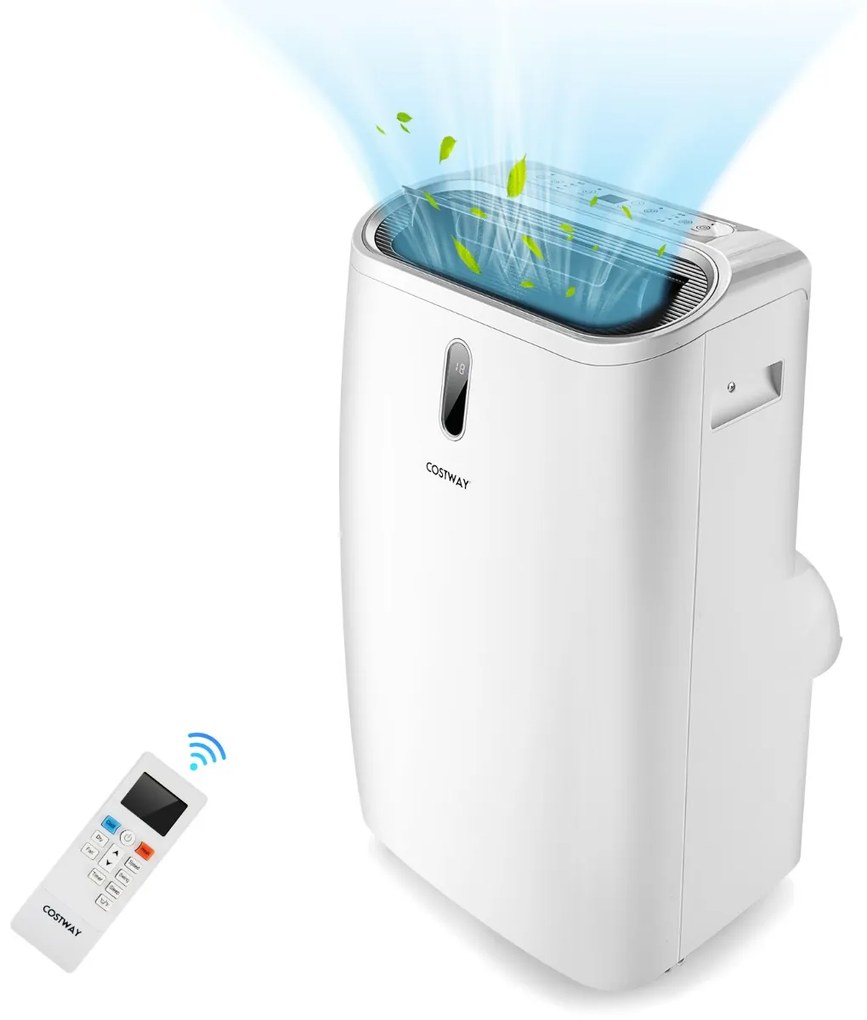 5 v 1 klimatizácia 14000 BTU vykurovanie a chladenie a ventilátor a odvlhčovanie Prenosná klimatizácia pre 40 ㎡ 44,5 x 39 x 77 cm biela